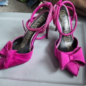 Express Fuchsia Bow Heels